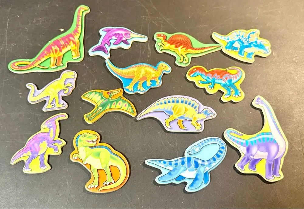 Melissa & Doug Magnetic Wooden Dinosaurs (13 pcs) colors matching counting set 4